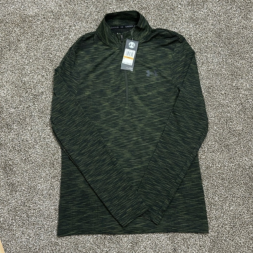 NWT Under Armor mens zip up pullover green lightweight